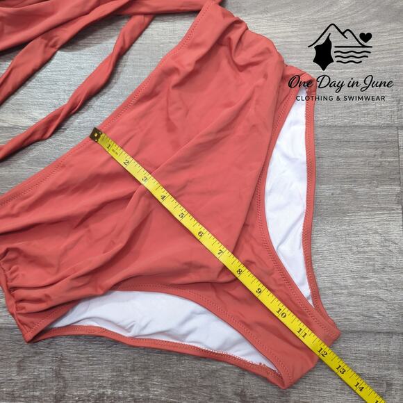 Charmleaks Cross Front Wrap Tie High Waist Bikini Swimsuit Size L - Picture 3 of 4